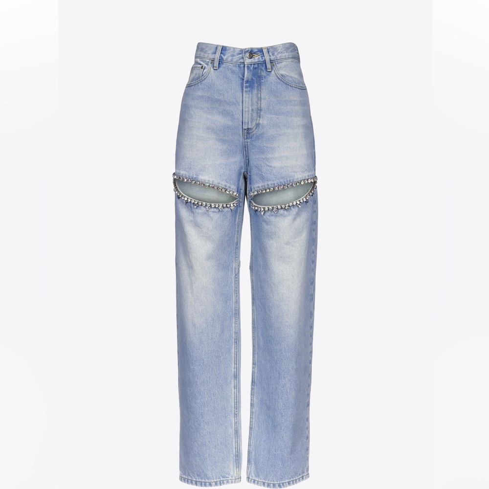 AREA Crystal slit jean